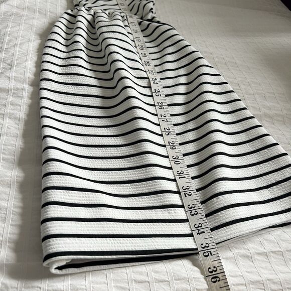 Anthropologie Maeve Mitred Diamond Stripe Dress Pleated FIt+Flare Pockets Size 8 - Picture 10 of 16